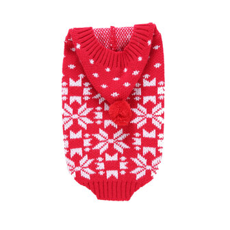 Gebreide Winter Hondentrui met capuchon Rood