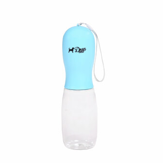 Honden Waterfles 500 ML  met voerbakje Blauw