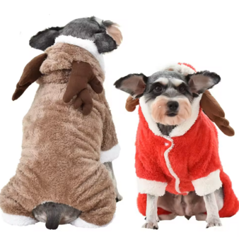 Kerst Outfit voor kleine hondjes - Kerstkleding Hond RUDOLF ROOD fleece