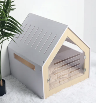 Modern honden- en kattenhuis met acryldeur Dogs&amp;Co WIT 2024 versie