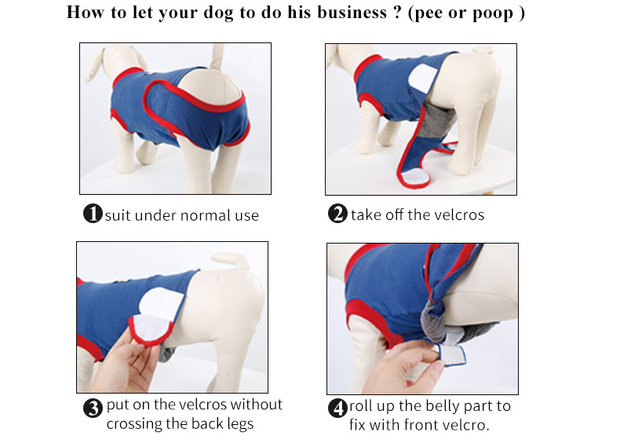 Schrijf een brief goedkeuren diameter Honden Romper voor na de operatie Blauw/Rood - Dogs & Co
