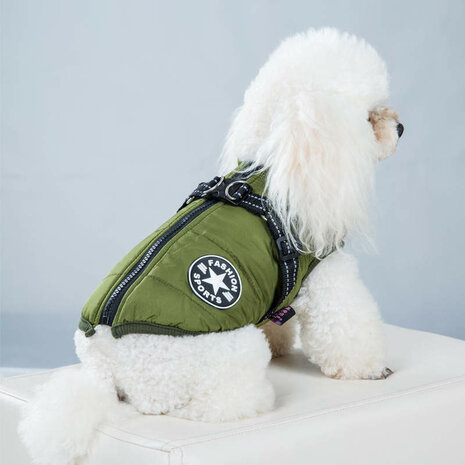 Dogs&Co Warme  Hondenjas Army groen 