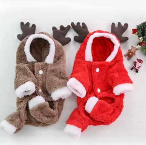 Kerst Outfit voor kleine hondjes - Kerstkleding Hond RUDOLF ROOD fleece