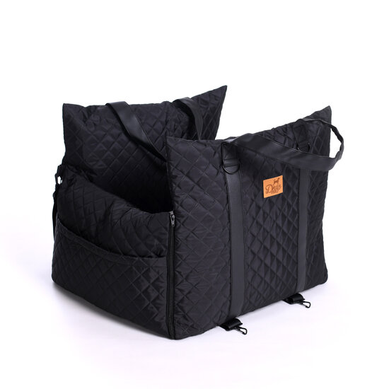 Dogs&amp;Co Luxe Honden autostoel  Royal+ Black Waterproof Quilt