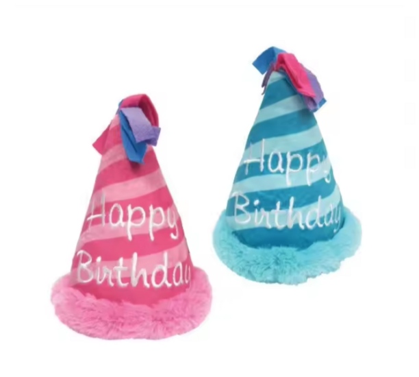 Dogs&amp;Co Birthday hoed pluche blauw