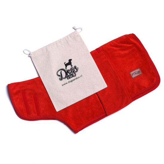 Dogs&amp;Co Honden Badjas Rood incl. waszakje