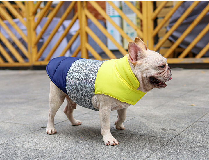 Kleurrijke Reversible Honden Winterjas Geel