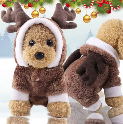 Kerst Outfit voor kleine hondjes - Kerstkleding Hond RUDOLF Bruin